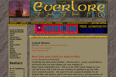 EverLore website in 1999