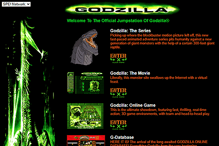 Godzilla website in 1999
