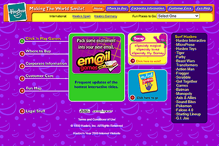 Hasbro website in 1999