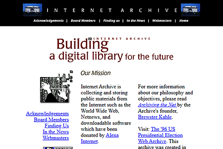 Internet Archive website in 1999