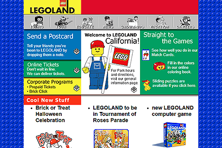 LEGOLAND California website in 1999