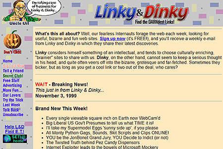 Linky & Dinky website in 1999