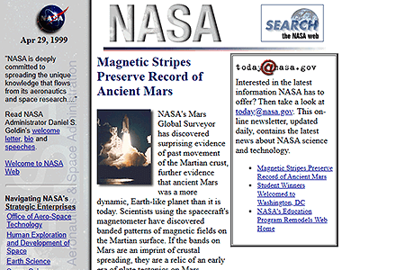 NASA website in 1999