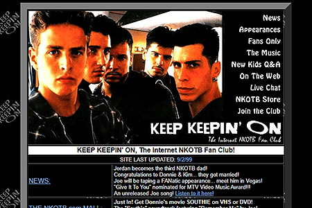 New Kids on the Block website in 1999