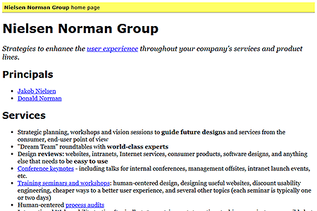 Nielsen Norman Group website in 1999