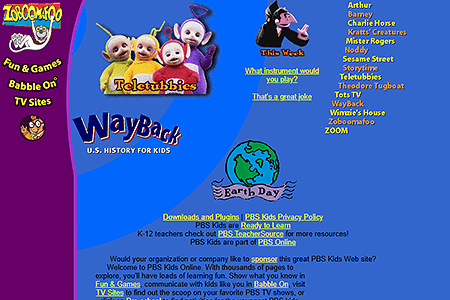 PBS Kids website in 1999