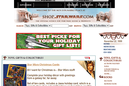 Shop Star Wars website in 1999