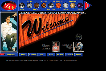 The Official Leonardo DiCaprio Homepage in 1999
