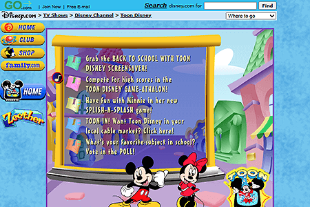 Toon Disney flash website in 1999