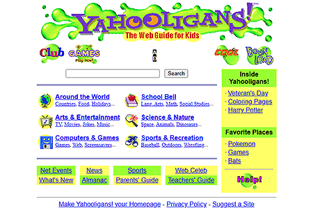 Yahooligans! website in 1999