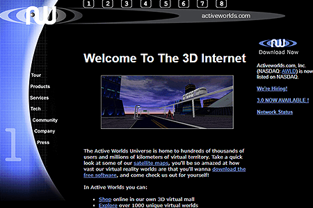 Active Worlds website in 2000