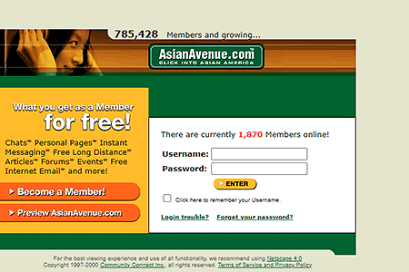 AsianAvenue.com website in 2000