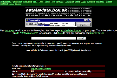 Astalavista.box.sk website in 2000