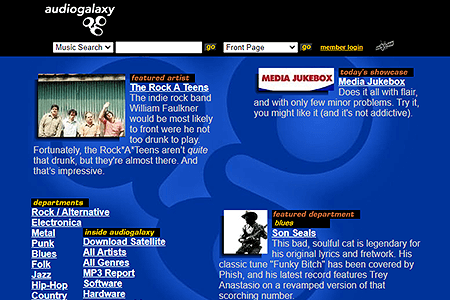 Audiogalaxy website in 2000
