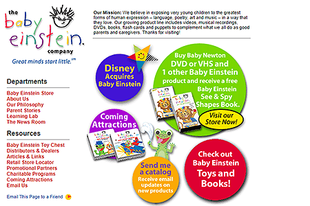 Baby Einstein website in 2000