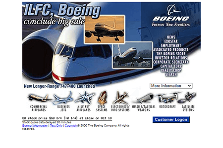 The Boeing Company website in 2000