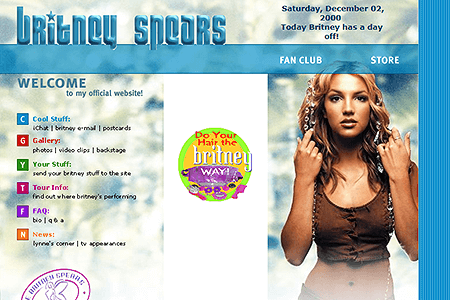 Britney Spears website in 2000