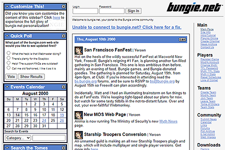 Bungie.net website in 2000