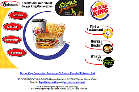 Burger King website in 2000