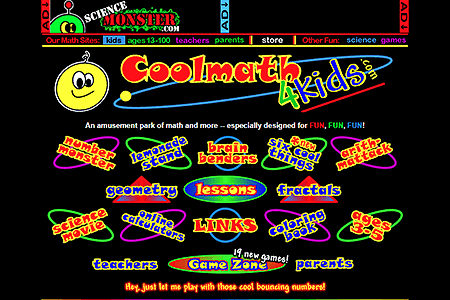 Cool Math 4 Kids website in 2000