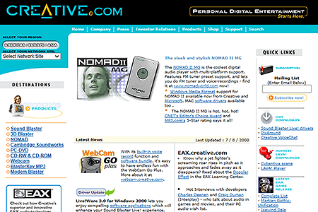 Creative Networks website in 2000