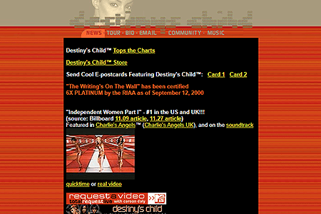 Destiny's Child website in 2000