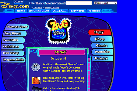 Disney Channel flash website in 2000