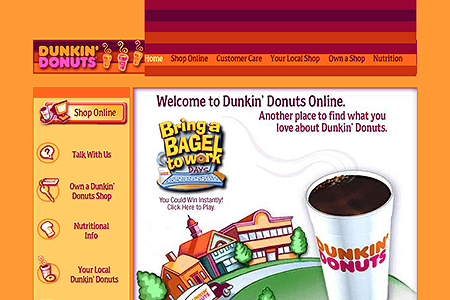 Dunkin' Donuts website in 2000