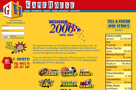 GameHouse website in 2000