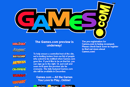 Games.com website in 2000