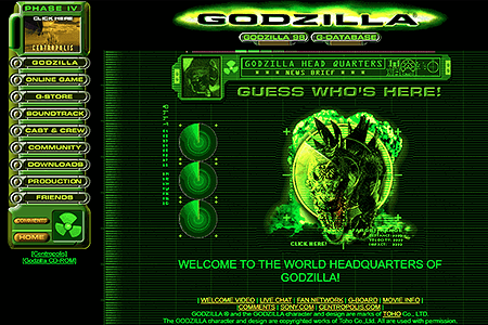 Godzilla website in 2000