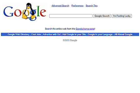 Google Search Linux in 2000