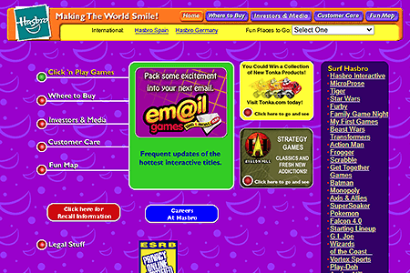 Hasbro website in 2000