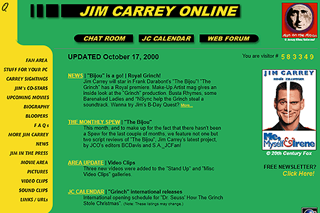 Jim Carrey Online website in 2000