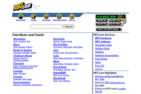 MP3.com website in 2000