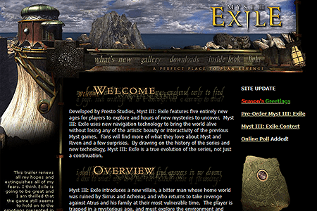 Myst III: Exile website in 2000