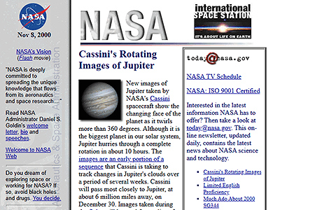 NASA website in 2000