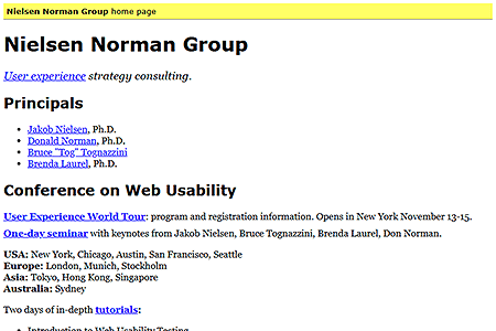 Nielsen Norman Group website in 2000