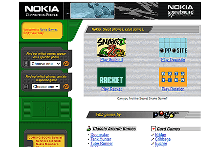 Nokia Games website in 2000