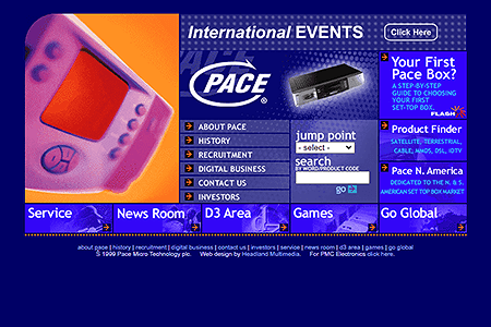 Pace Micro Technology website in 2000