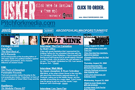 Pitchfork website in 2000