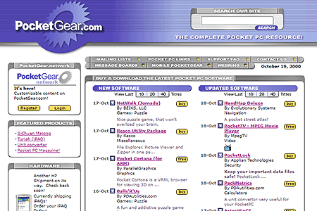 PocketGear.com website in 2000