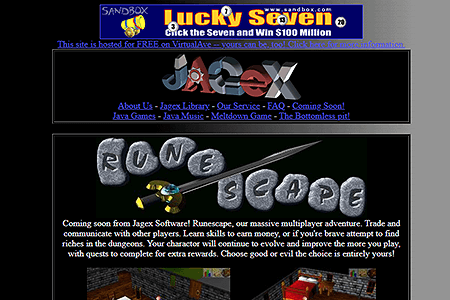 RuneScape website in 2000