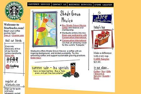 Starbucks website in 2000