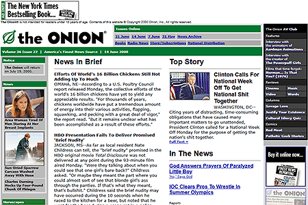 The Onion website in 2000