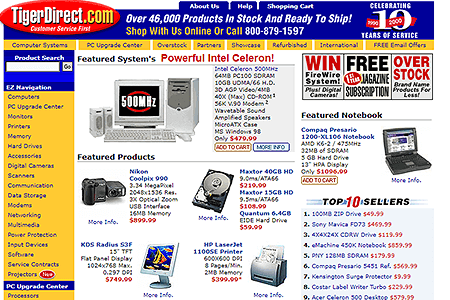 TigerDirect website in 2000