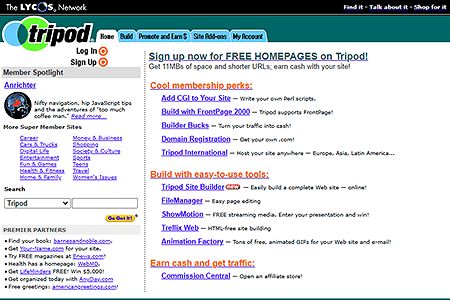 Tripod website in 2000