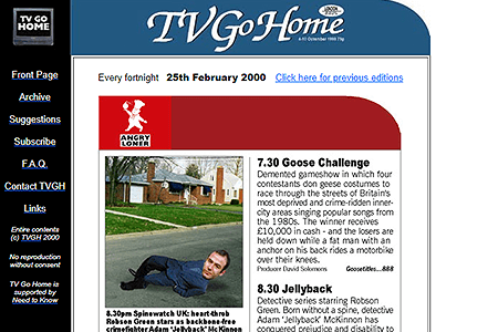 TV Go Home website in 2000