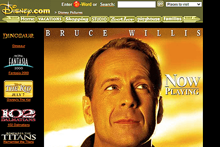 Walt Disney Pictures website in 2000