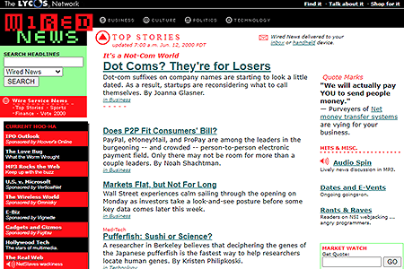 Wired News website in 2000